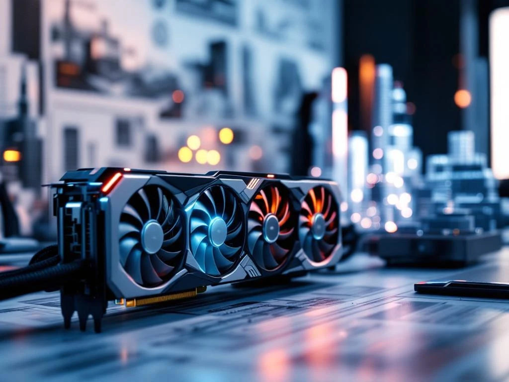 High-end computer werkstation met verlichte grafische kaart, RAM modules en CPU koeler voor BIM modeling werk